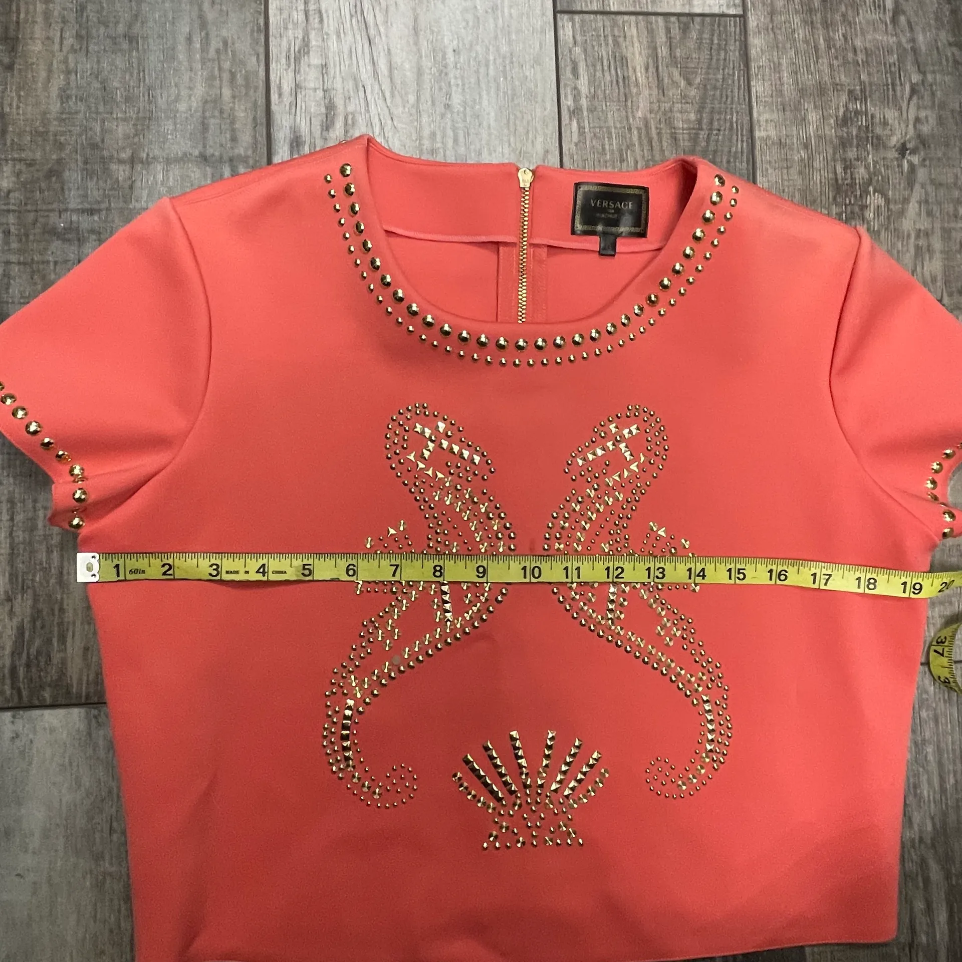 for Riachuelo Coral Croptop With Gold Detail Zipped Back Size Large (G) - Image 12