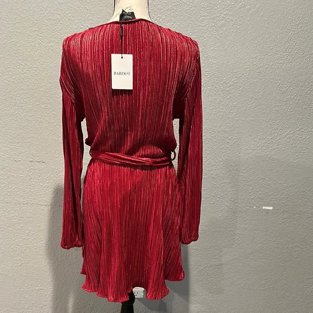 BARDOT NEW with tags 
Belissa Belted Pleated Dress Elegant Red Wrap Dress - Image 8