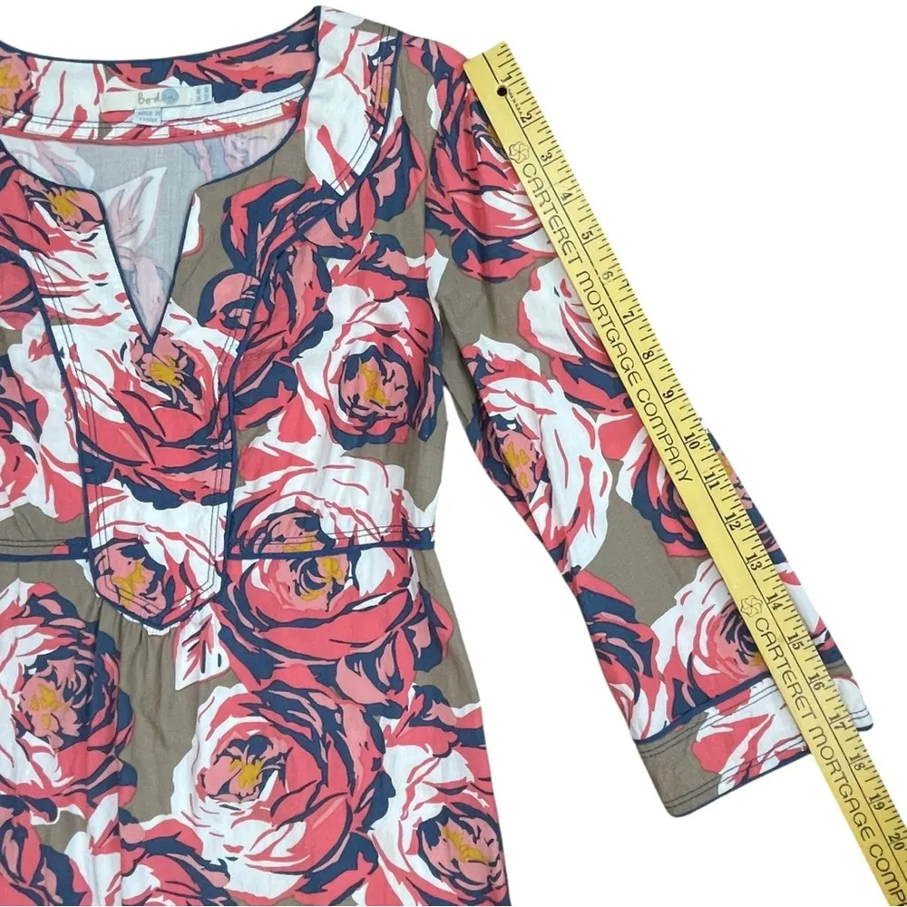 Boden Womens Dress 4R Pink Tan Floral 3/4Sleeve Mini Tunic Viscose Resortwear Size 4 - Image 14