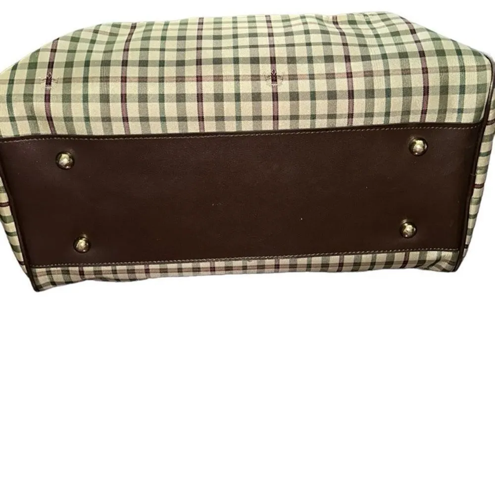 Lasserre Paris Unisex Vintage Checkered Boston Bag Brown - Image 7