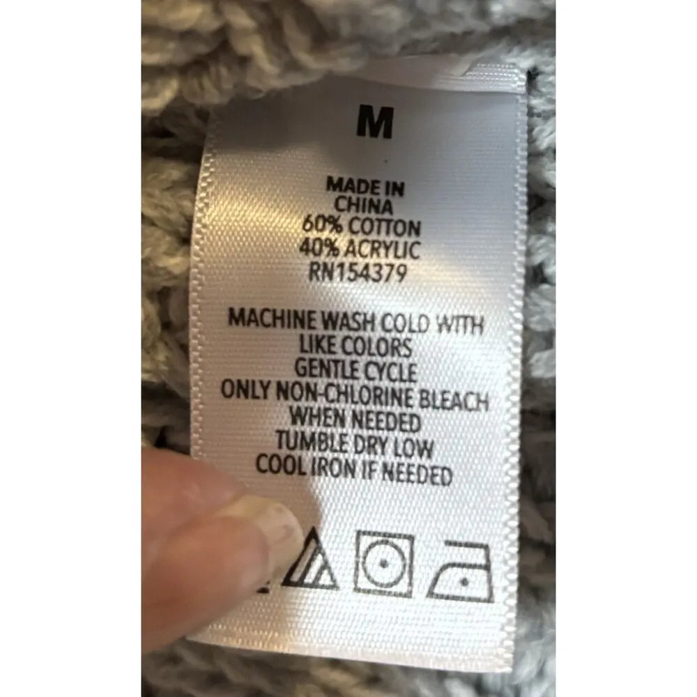 Aeropostle Hoodie Boho  Cable Knit Cropped  Pullover Hooded Sweater Buttons Soft - Image 7