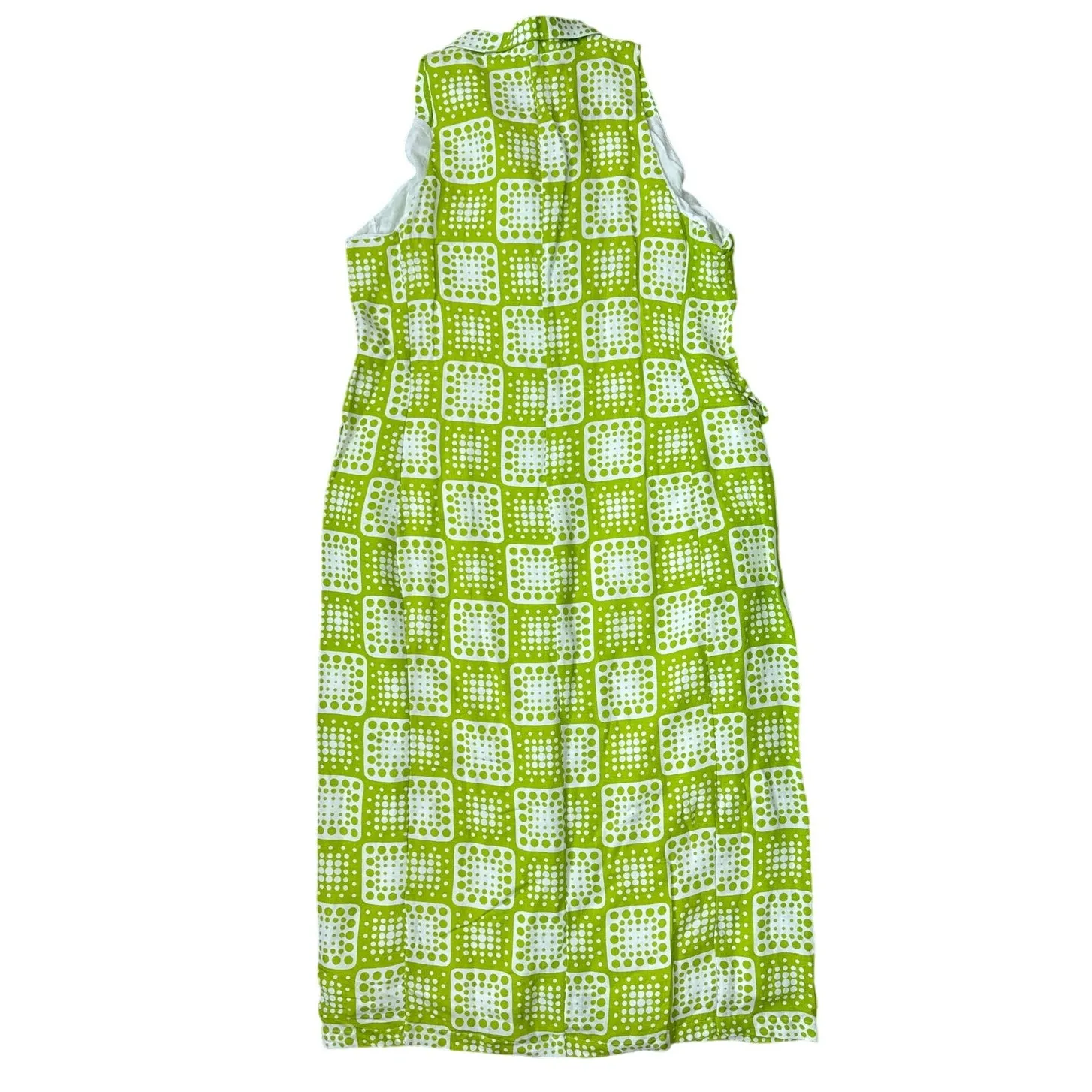 Anthropologie The Odells Button-Front Lime Green & White Midi‎ Dress Size 12 - Image 6