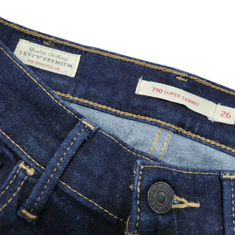 Levi's Jeans Size 26 W24"xL30" Levi's 710 Super Skinny Jeans Stretch Blue Denim Pants - Image 7