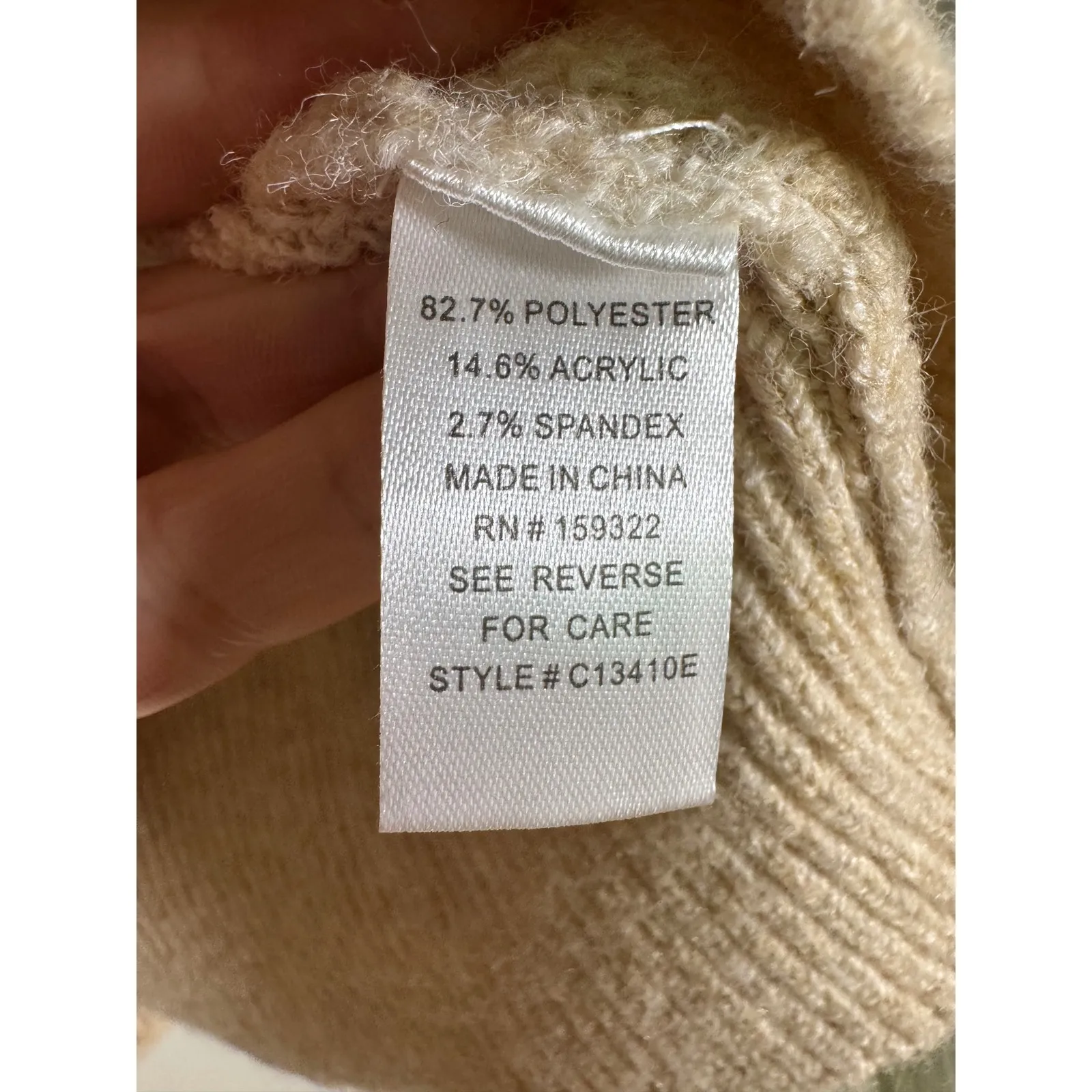 Evereve Checkered Sweater Beige Cream Cozy Knit Long Sleeve XS - Image 7