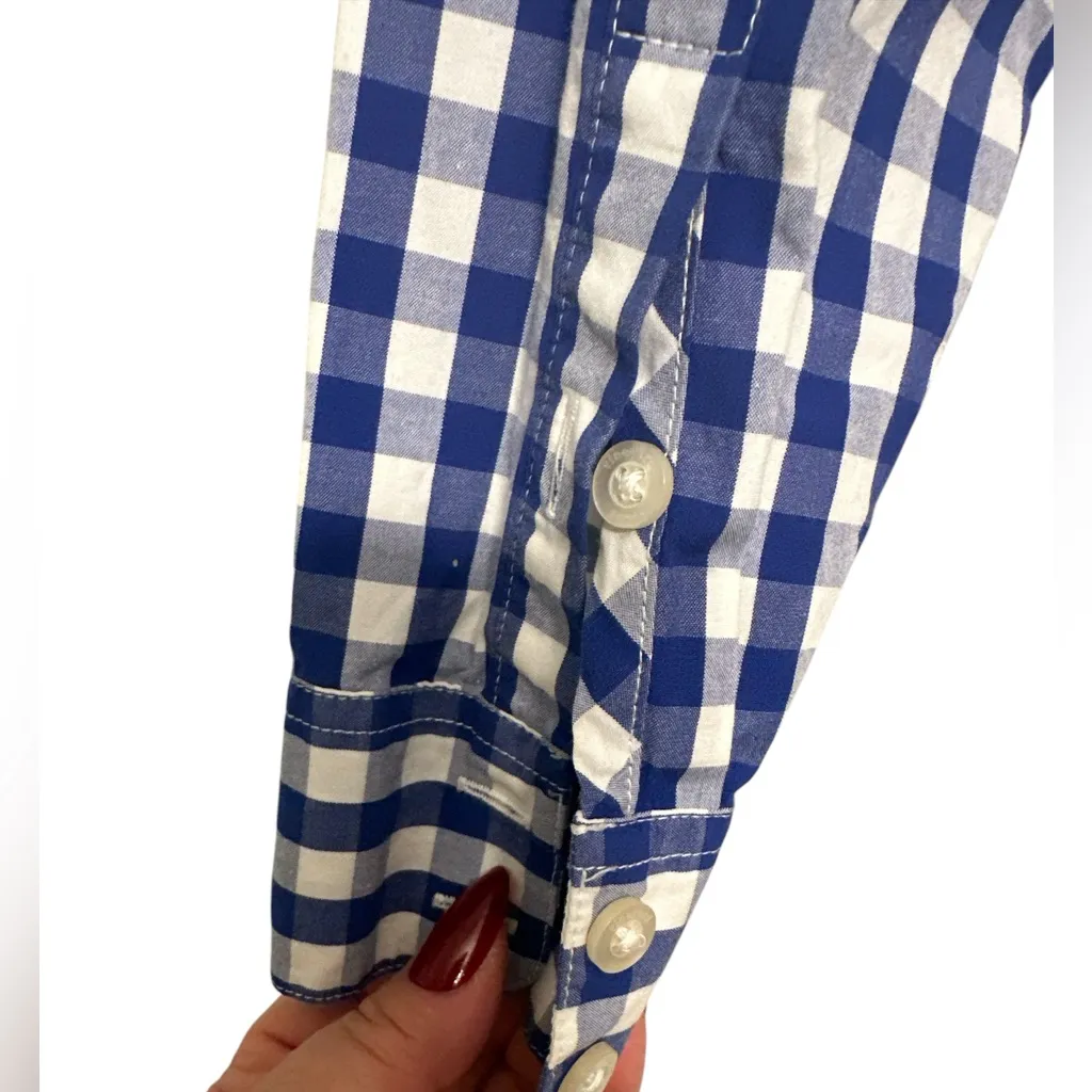 VINEYARD VINES GINGHAM BLUE WHITE CHECK LONG SLEEVE BUTTON DOWN VERSATILE SHIRT - Image 5
