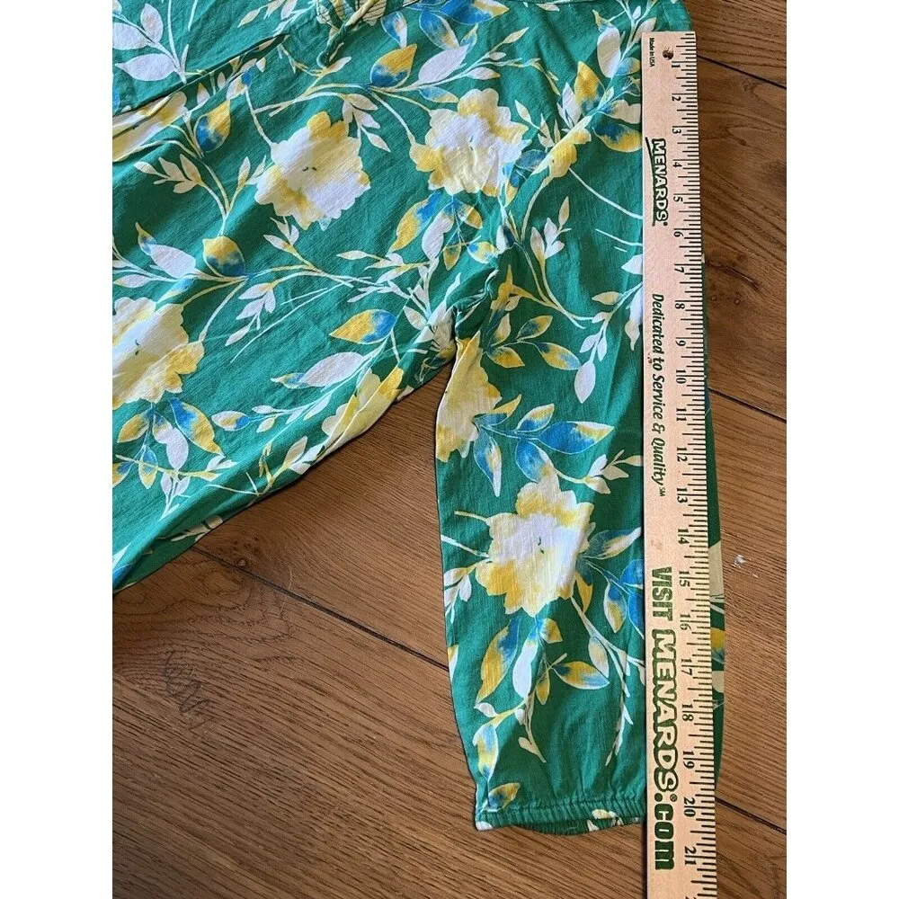St. Johns Bay Women Green Floral Long Sleeve Blouse Size Large Hawaiian Colorful - Image 6