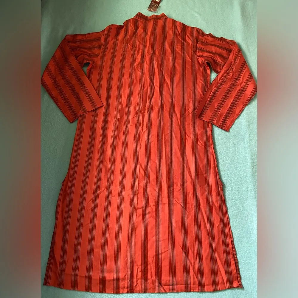FABINDIA silk viscose long sleeve striped shirt dress Kurti pockets size 6 or M Size M - Image 3