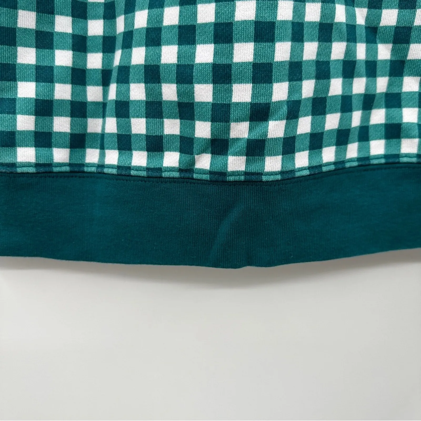 Draper James Natalie Green &‎ White Gingham Print Long Sleeve Sweatshirt Sz M - Image 10
