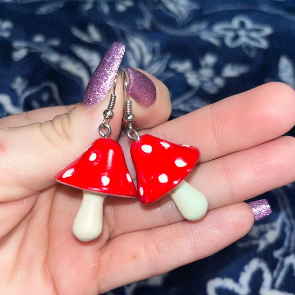 NEW! Red Shroom Earrings - Image 2