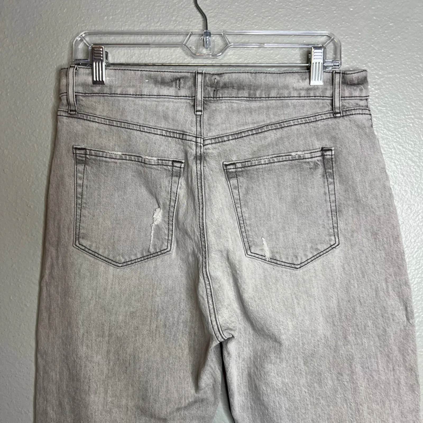 LOFT The Straight Crop Jeans Womens‎ Size 28 / 6 Gray Wash Frayed Hem Distressed - Image 7