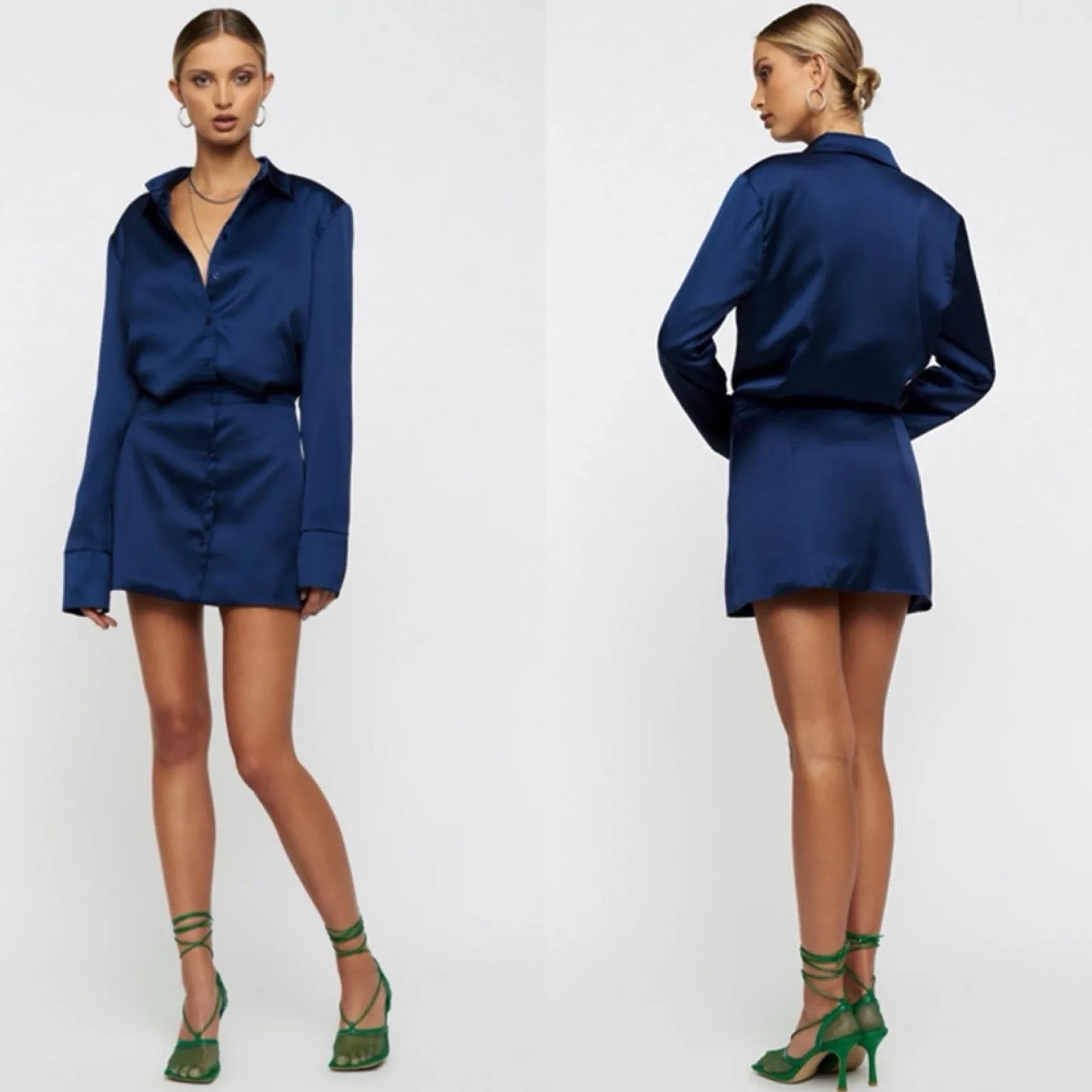 Lioness Mirror Image Mini dress Satin Blue Size XS Retro boho chic party event - Image 6