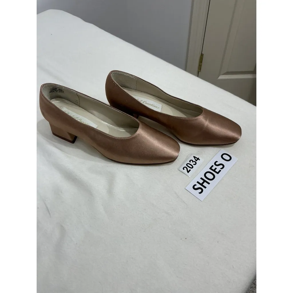 Womans Colorfull Creations Satin Rose Gold Dyed Slip On Pumps Size 5.5 B - Image 2