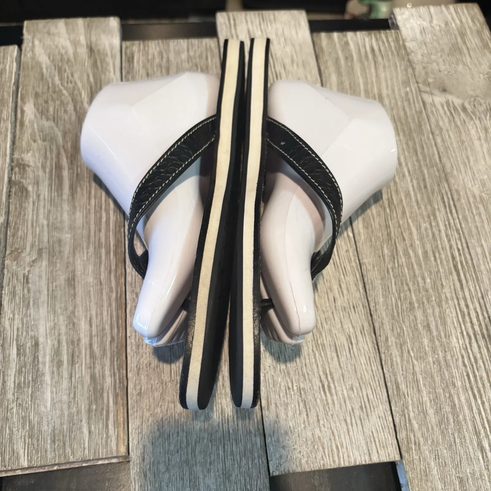 Coach Women's Signature‎ C Debbie Leather Slide Flip Flop Sandals Black Size 10 - Image 3