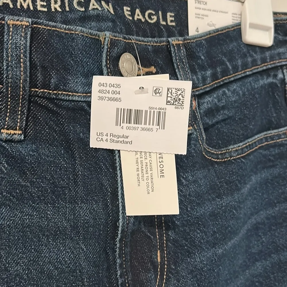 NWT American Eagle Super High-Rise Ankle Straight Dark Indigo Stretch Jeans Sz 4 - Image 3