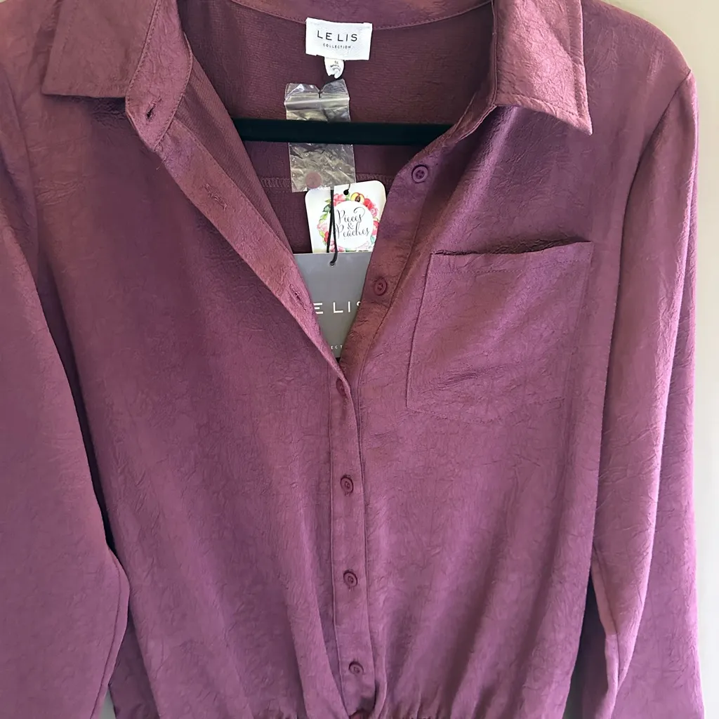 Le Lis Burgundy Long Sleeve body suite - Image 2