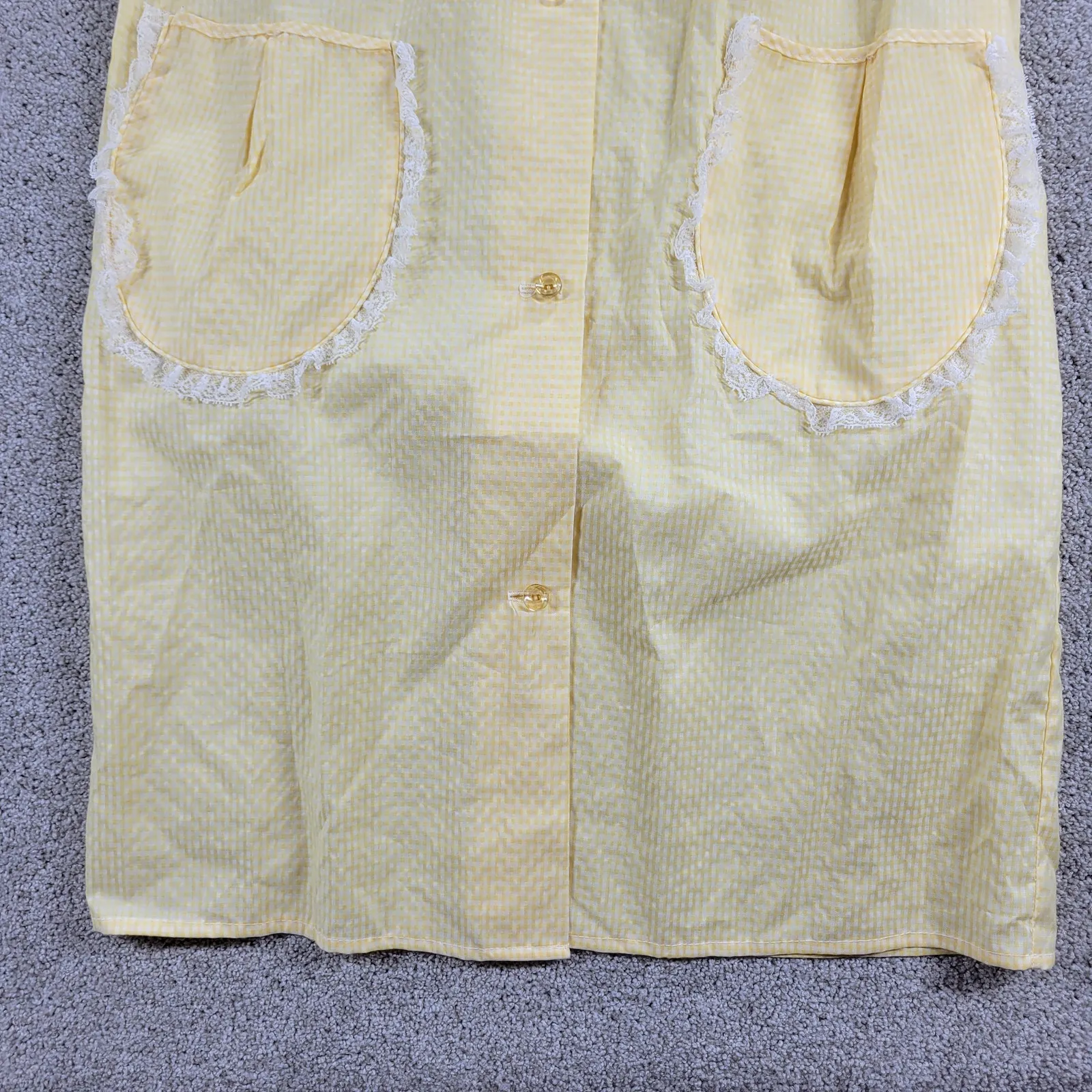 VTG Kingly Womens House Coat‎ 10 Yellow Gingham Grandma Cottagecore Nightgown Size undefined - Image 3