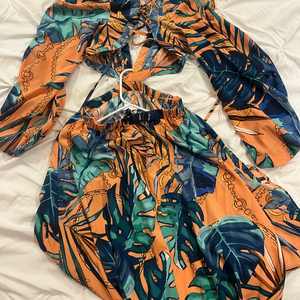 Tropical Print Maxi Dress Orange - Image 7