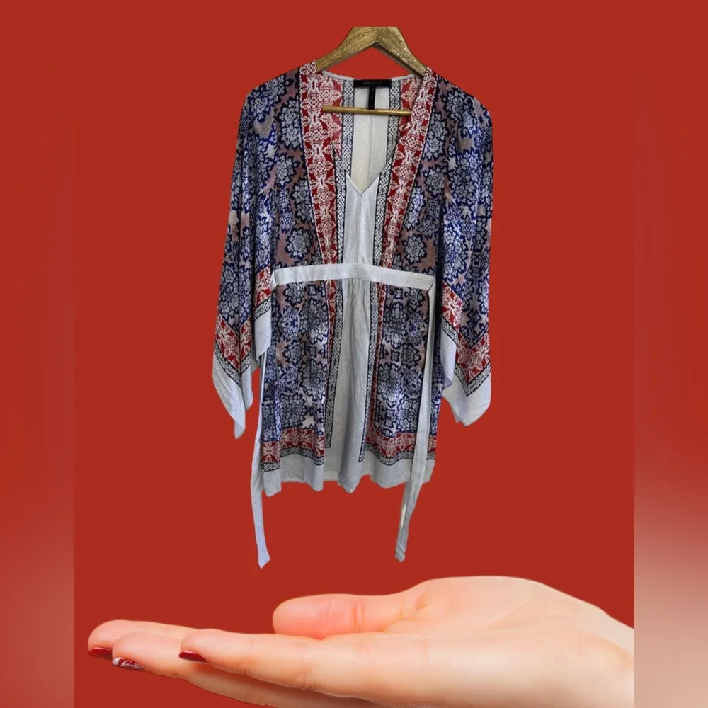 BCBGMAXAZRIA Jenissa Blossoms Kimono-Sleeve Wrap Dress Size XXS multicolor dress - Image 2