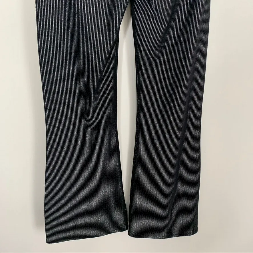 Carbon38 Black Striped Metallic Flared Shimmer Pants Size Medium New - Image 7