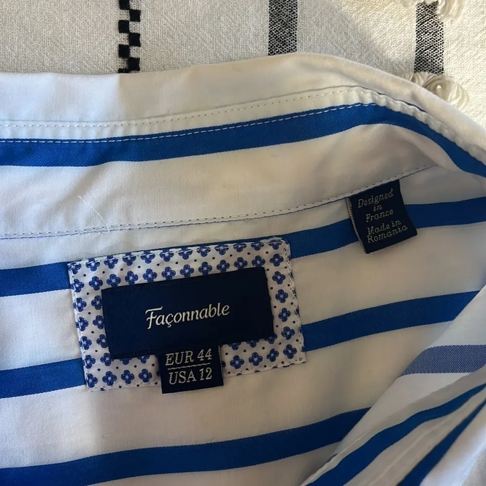 Façonnable • striped mixed media button down top - Image 11