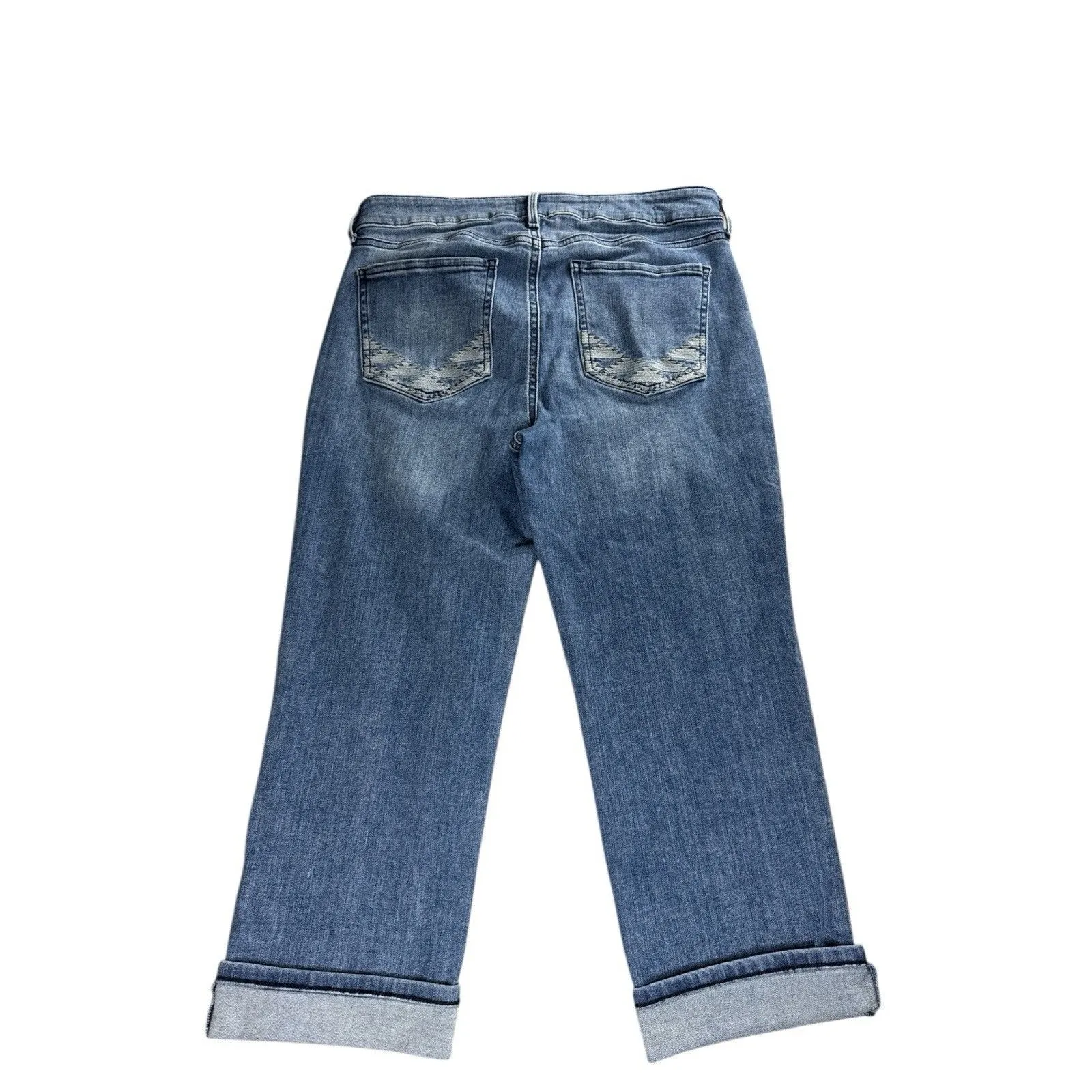 NYDJ Marilyn Crop Cuffed Stretch Blue Jeans Size 8 Southwest Pockets Slimming - Image 6