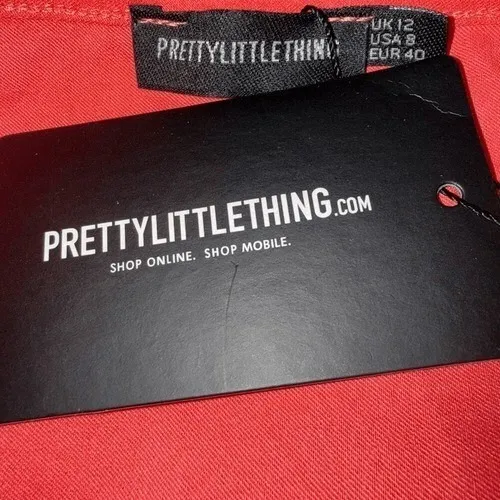 PRETTYLITTLETHING‎ Coral Woven Frill Stretch Ruched L/S Top NWT Size 8 - Image 8