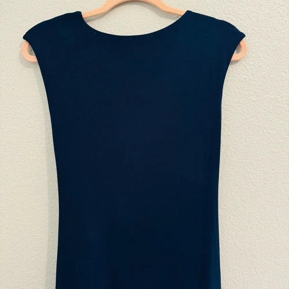 Trina Turk Midi Dress Women's Size S‎ Navy Blue Faux Wrap Knit - Image 11