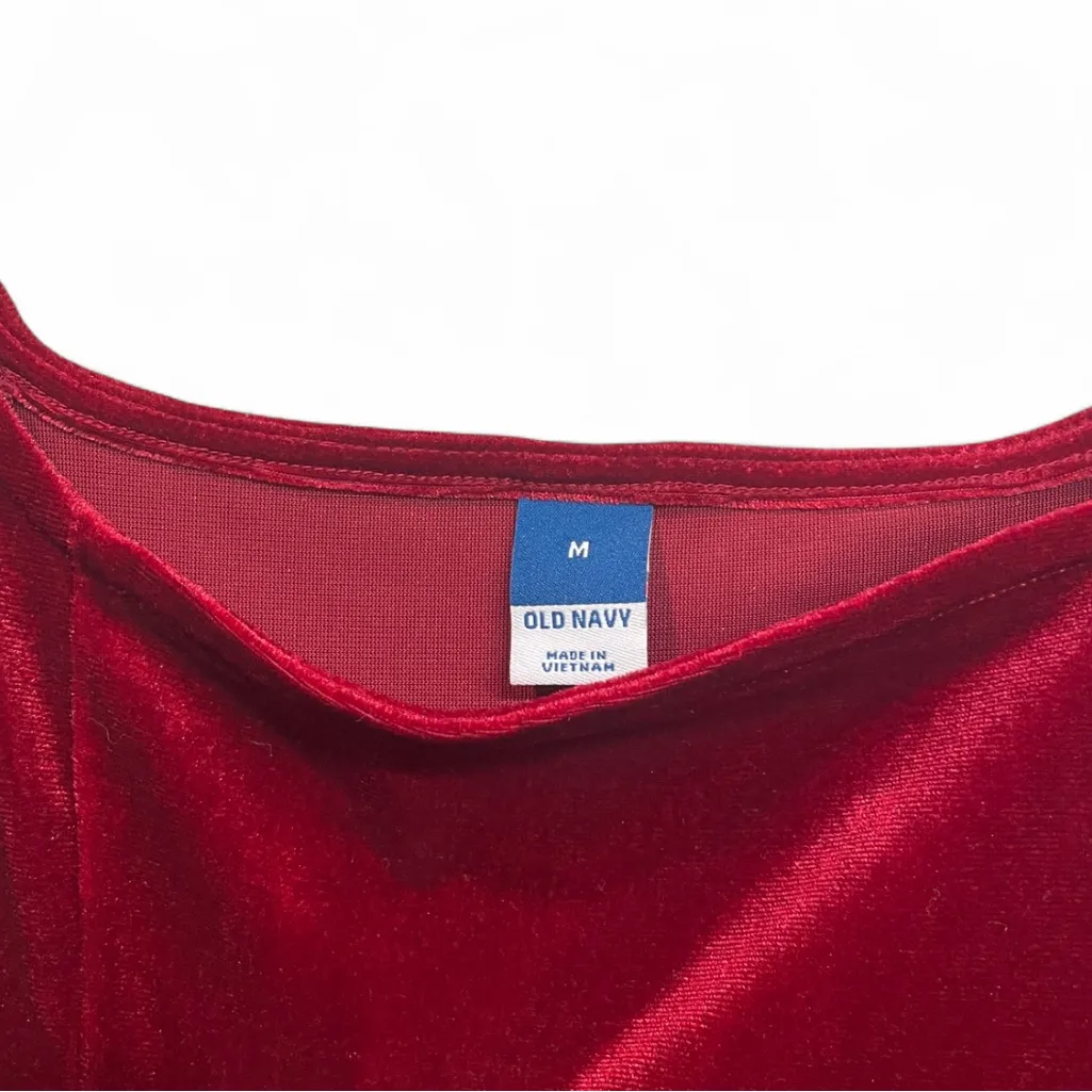 Old Navy Velvet Burgundy Fit & Flare Mini Goth witchy Dress Medium - Image 5