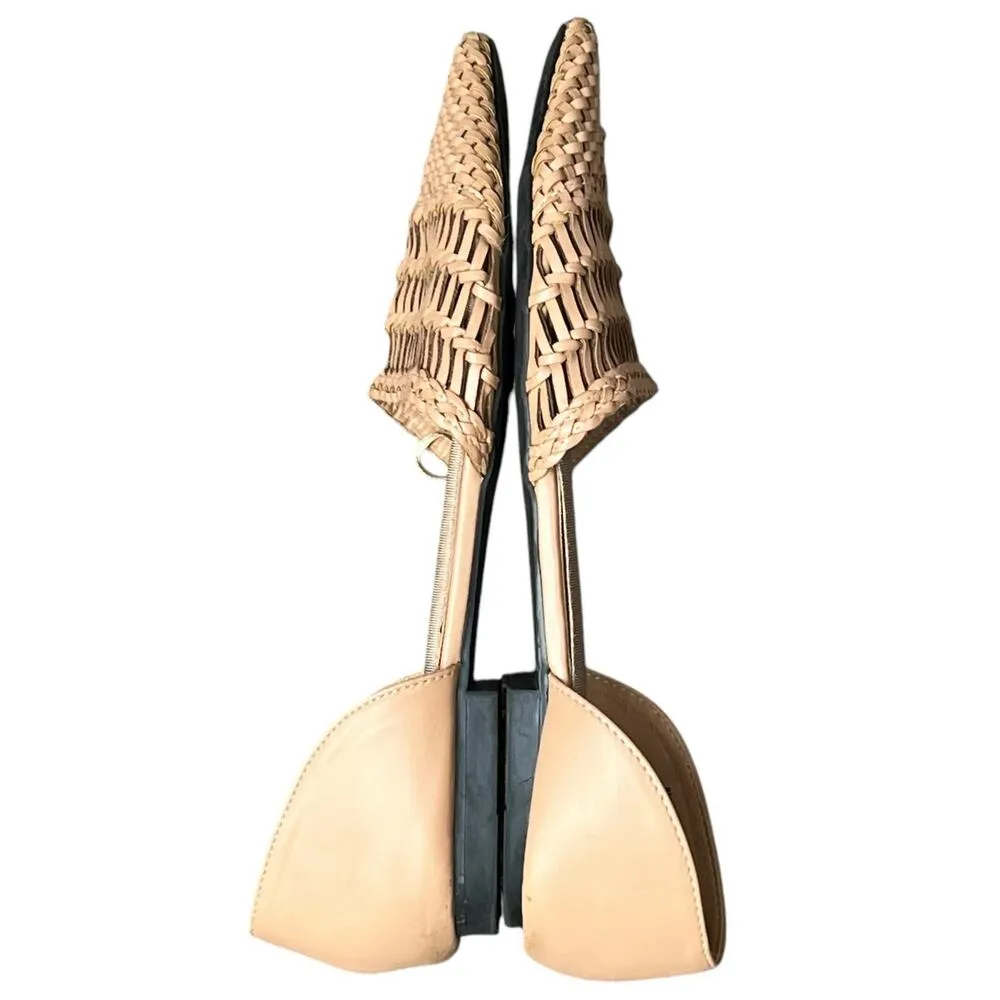 Nanette Lepore Flats Shoes Womens 8.5 Tan Woven Faux Leather Slip On Pointy - Image 7