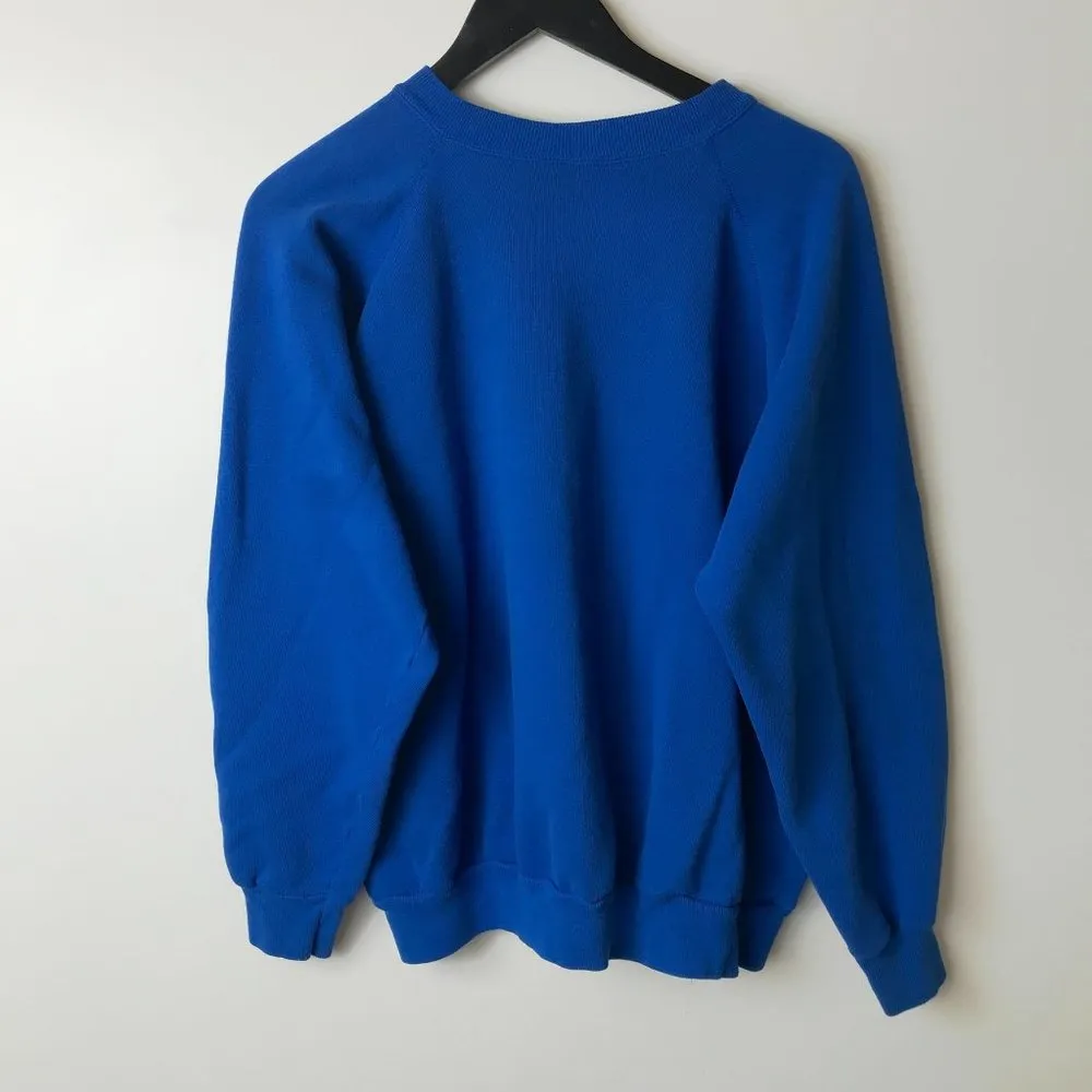 Vintage Made In USA Crewneck Sweater Minimal Basic Adult Blue M Medium Solid - Image 3