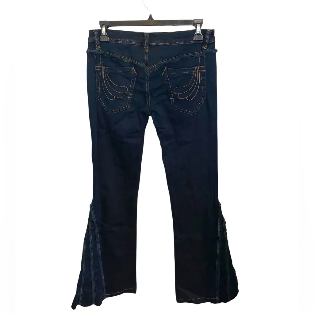 Vintage y2k Bebe Low Rise Flared Jeans embroidered pockets Boho Western Fall - Image 2