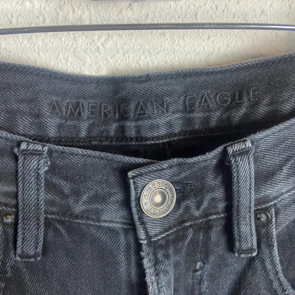American Eagle Size 2 Jeans 90's Slim Boyfriend Black Denim Distressed High Rise - Image 6