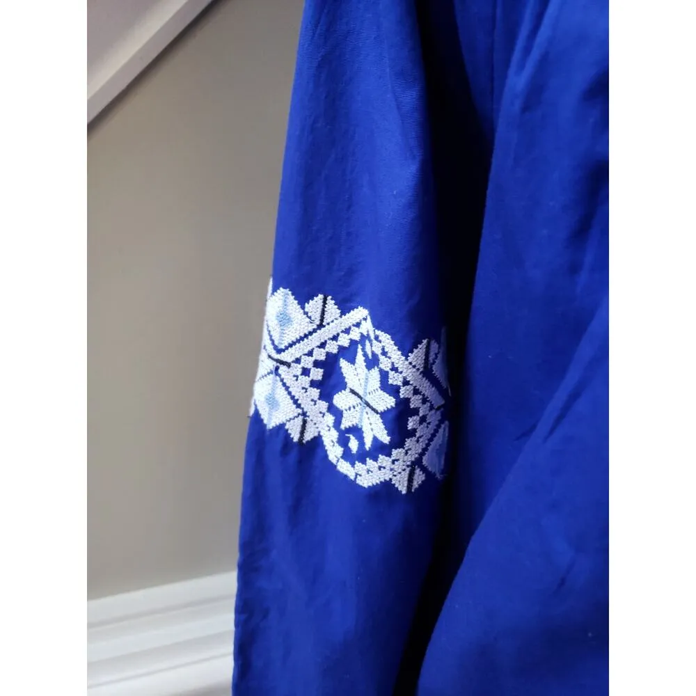 Women's Crown & Ivy Blue Embroidered Boho Top XL Long Sleeves Outdoor - Image 7