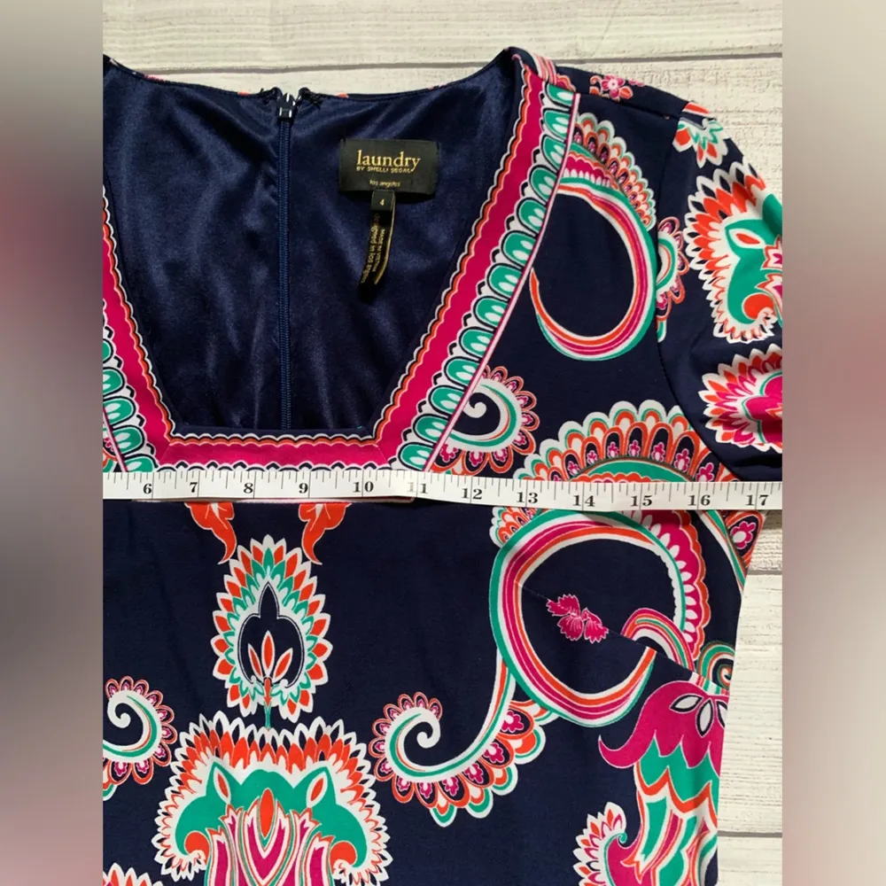 Laundry by Shelli Segal Blue Pink Paisley Bohemian Dress in Size 4 - Image 11