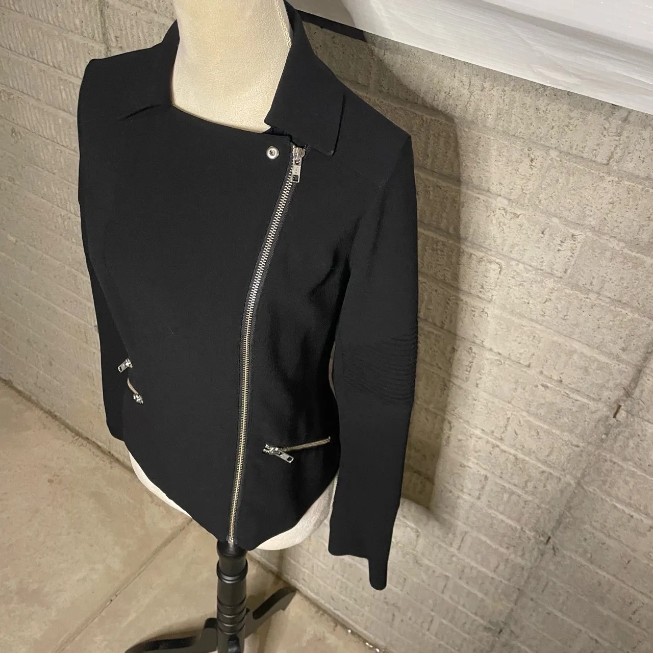 Trouvé Womens‎ Black Asymmetrical Long Sleeve Moto Jacket Small - Image 4