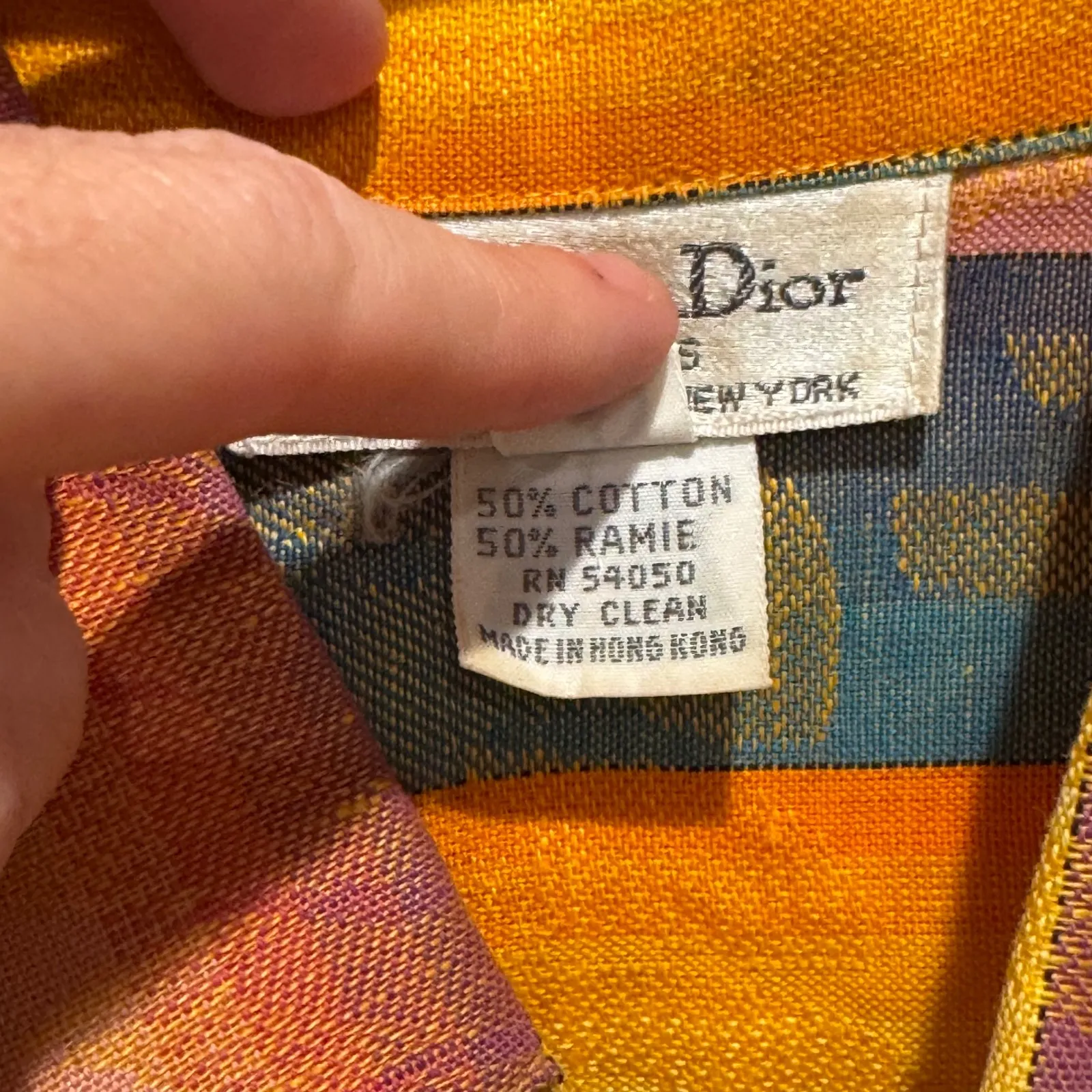 Christian Dior Paris New York Leaf Striped Multi-Color Button Down Shirt‎ Size 8 - Image 6