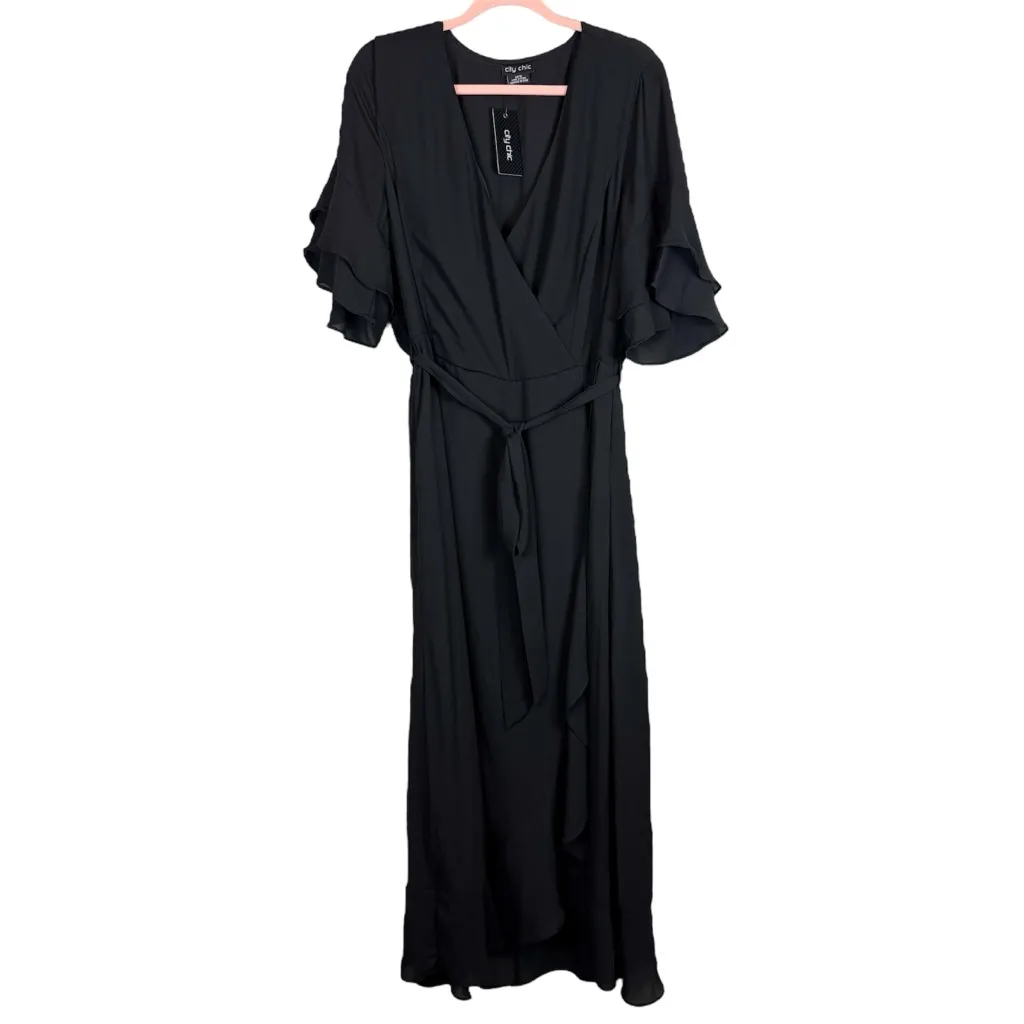 NWT City Chic Flutter Me Maxi Dress Black Size M / 18 - Image 2