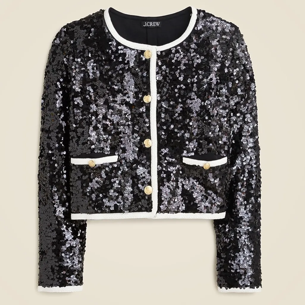 J. Crew Mariner Jersey Lady Jacket With Sequins Estimated Small - Image 2