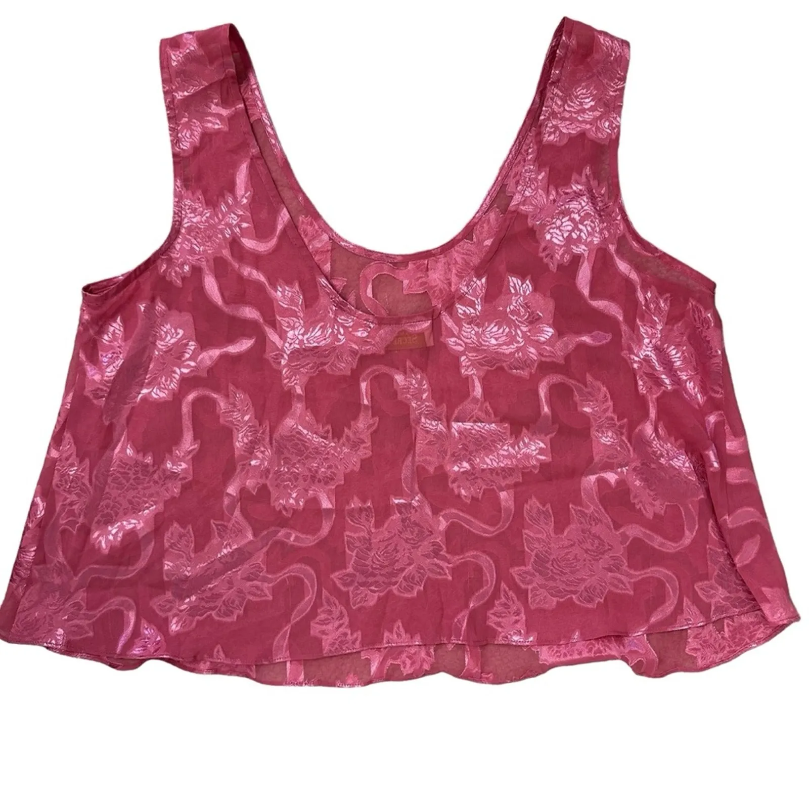 Vintage Victoria’s Secret Gold Label Satin Tank Top Pink Floral Size Large - Image 4