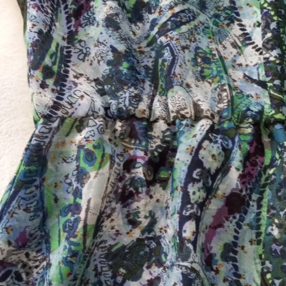 Charlie Jade Blue Green Multicolored Paisley Floral Print Long Sleeve Dress - Image 15