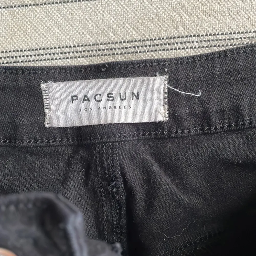 The Cutest Distressed / Worn Black Pacsun High Waisted Jean Shorts - Image 2