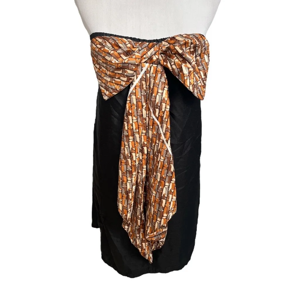 Urban Renewal 60’s Strapless Mini Dress Big Bow Black Brown Size Medium to Large - Image 8