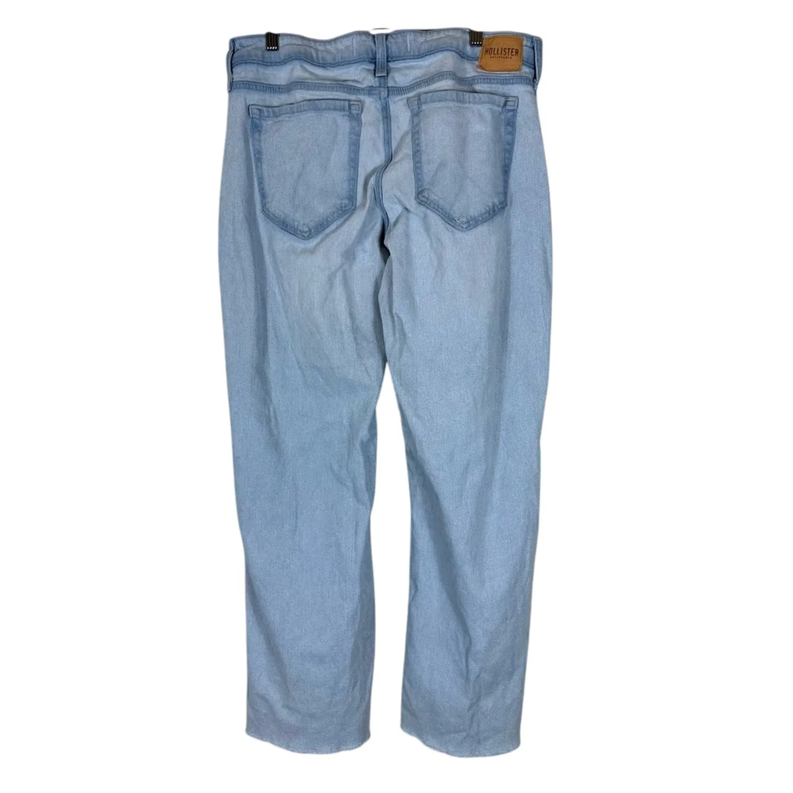 Hollister Vintage Baggy Jeans Womens 13R Light Wash Low Rise Stretch Raw Hem Y2K - Image 3