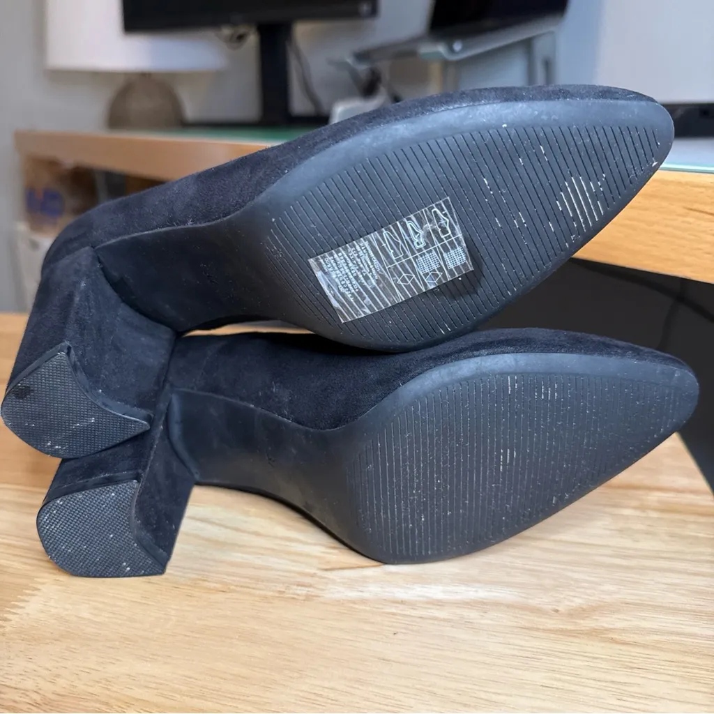 H&M Heels Womens US Size 6 (37) BLACK FAUX SUEDE pumps Y2K Grunge block heel - Image 8