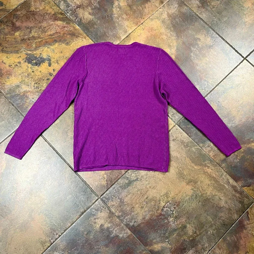 Zara Purple Crew Neck Textured Sweater Large - Image 9