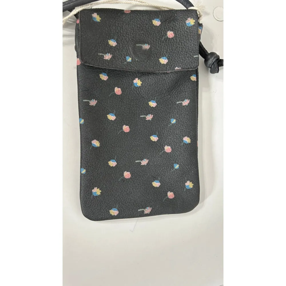 Let’s Dance Phone Crossbody Bag Black Floral Leather NWOT - Image 4