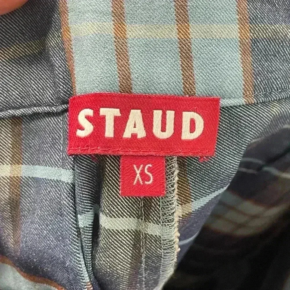 NWT - STAUD Pirouette French Blue plaid Pant Trousers Size XS - Image 7