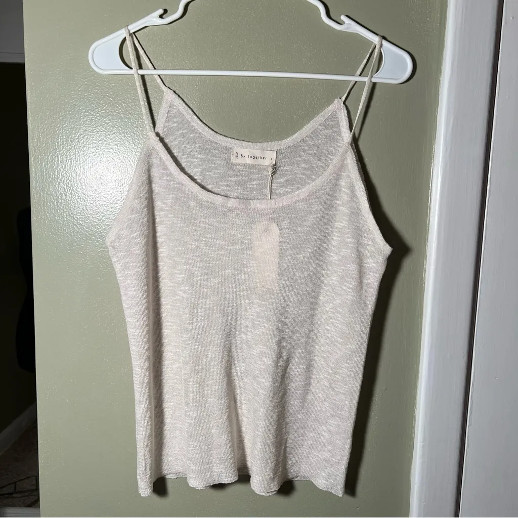 By Together Knit Sweater Spaghetti Strap Top Cream S - Image 4