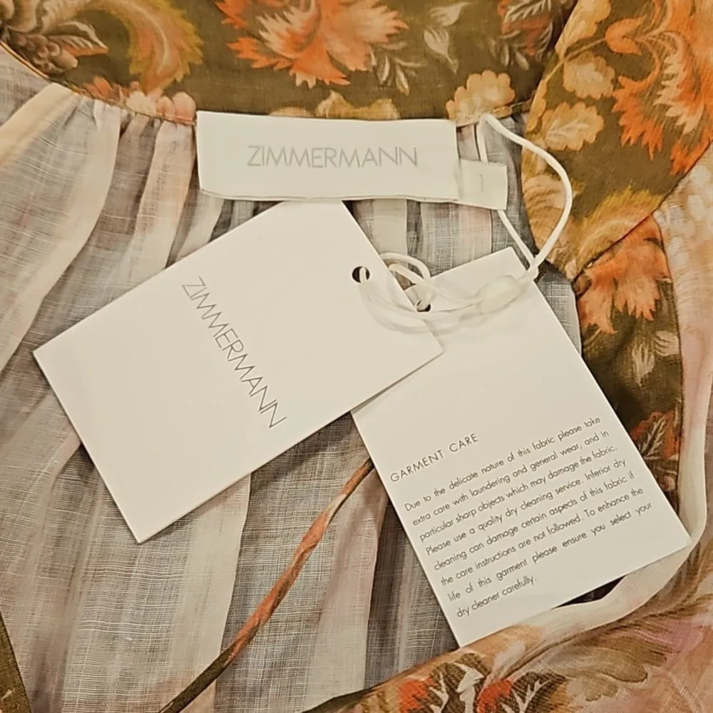 đź’•ZIMMERMANNđź’• Lyre Ruffle Tiered Billow Sleeve Midi Dress ~ Spliced US 6 NWT - Image 15