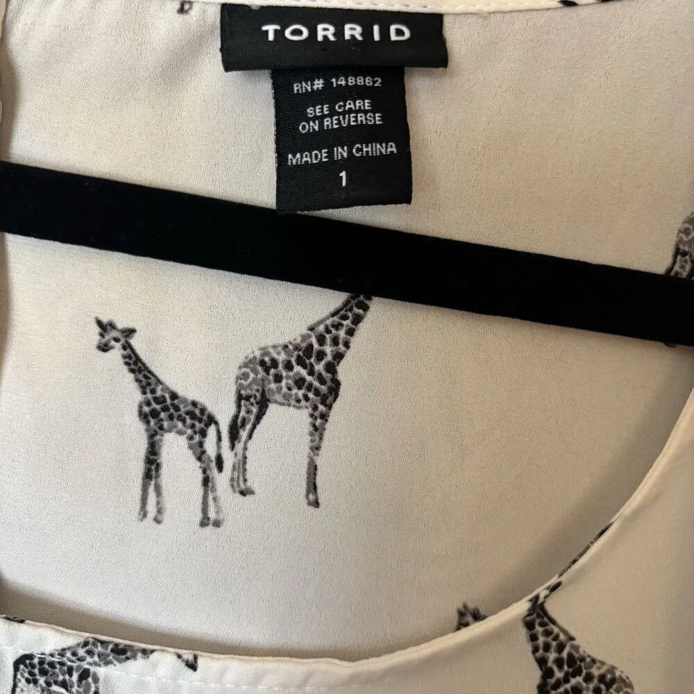 Torrid Giraffe Novelty Print Crepe Button Back Top Womens 2X Multicolor Blouse - Image 7
